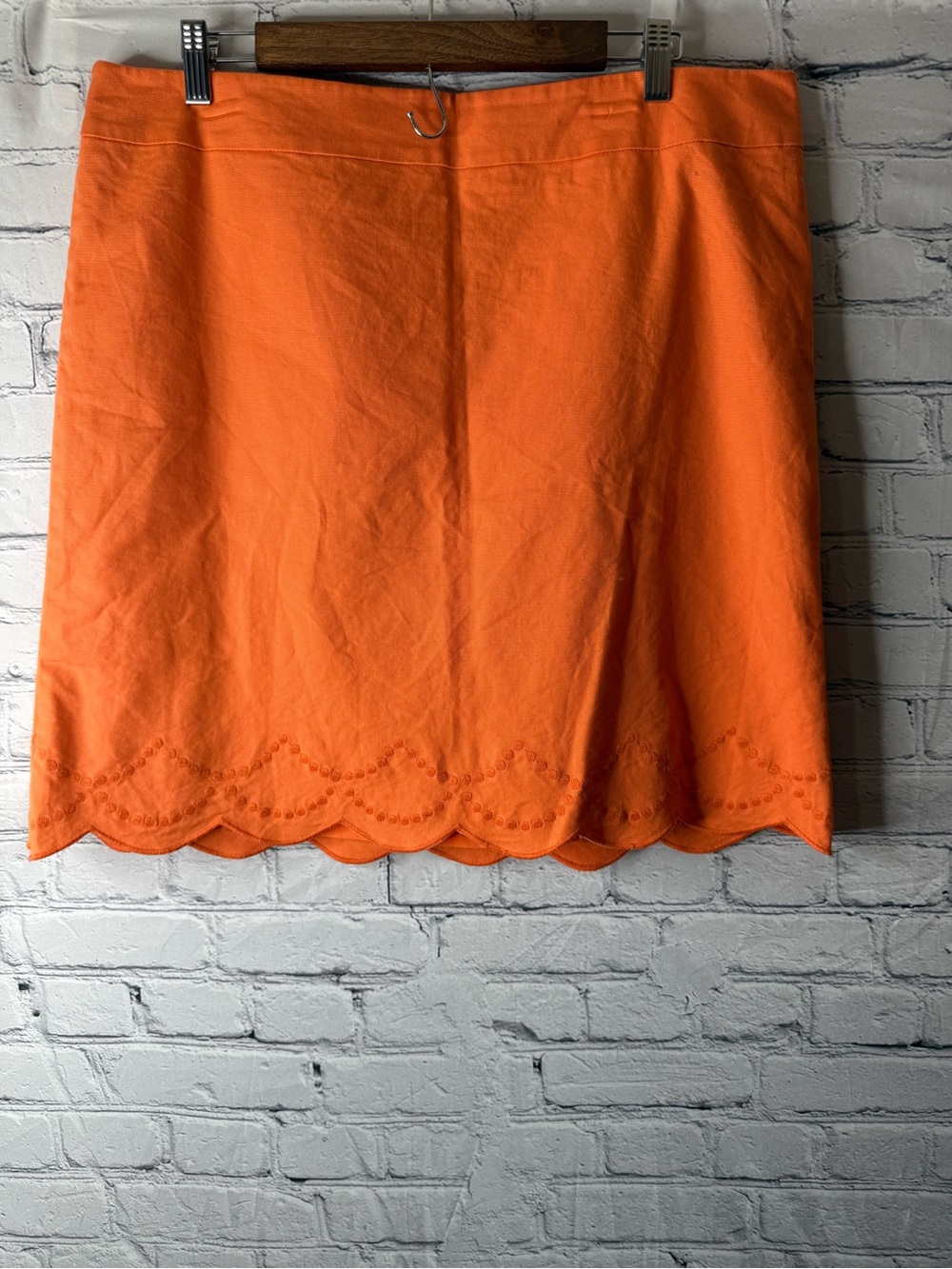 Talbots Bright Orange Scalloped Hem Mini Skirt